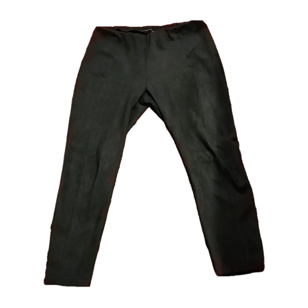 Tahari Black Faux Leather Suede Pull On Pants Medium